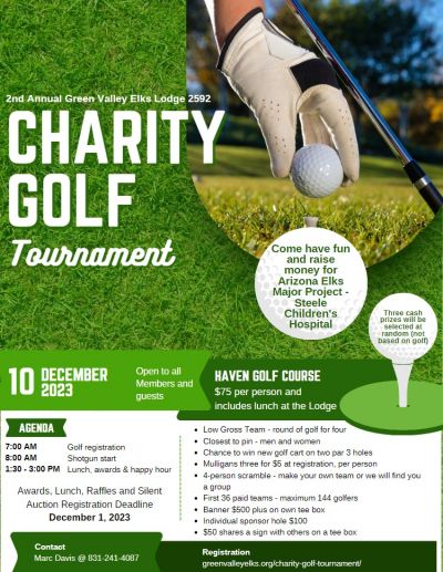 2nd Annual Green Valley Elks Lodge Charity Golf Tournament